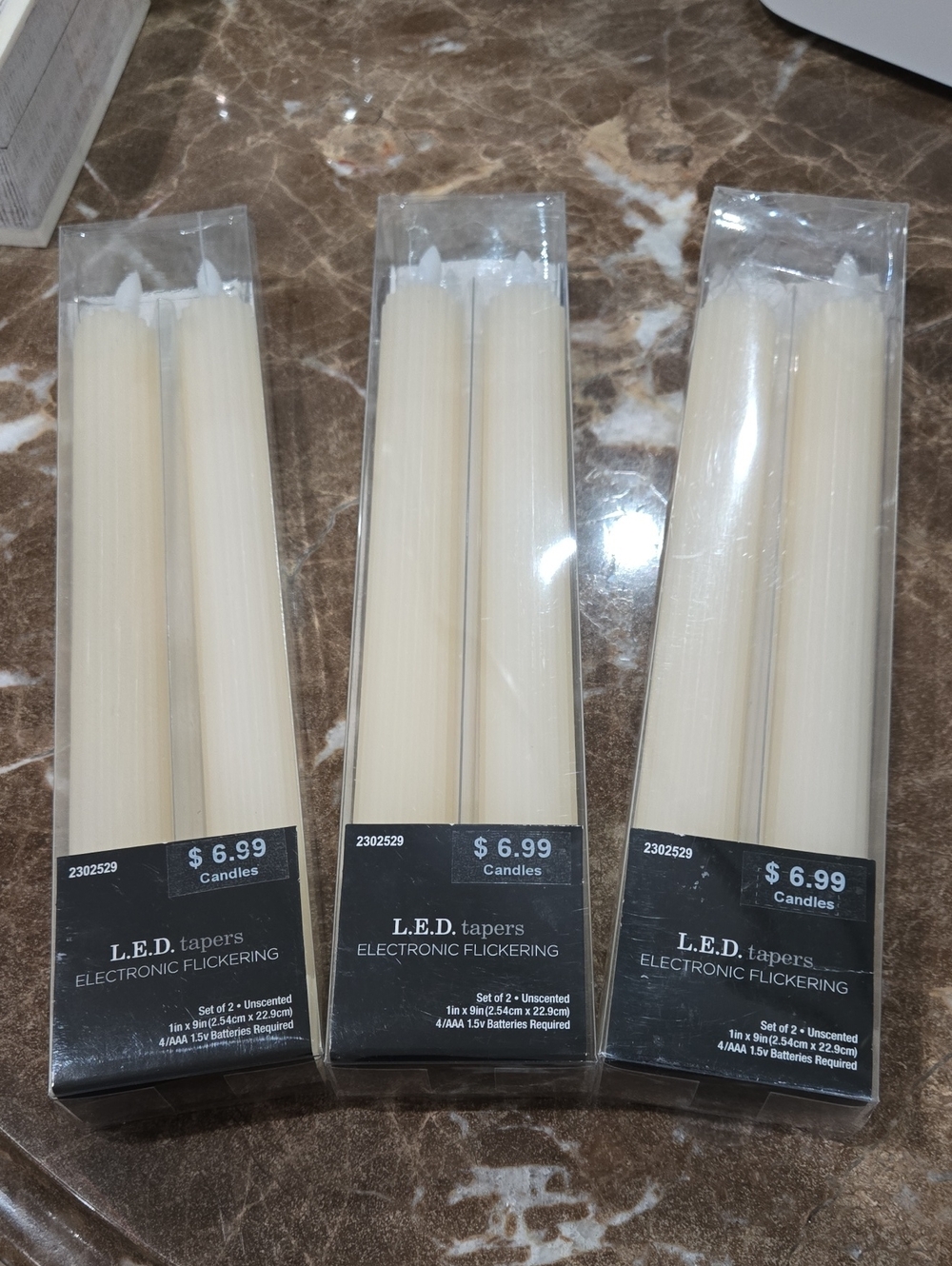 Unscented Cream Wax LED Taper Candles - 6 Candles